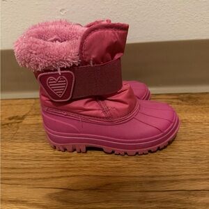Pink Winter Boots with Heart Accent